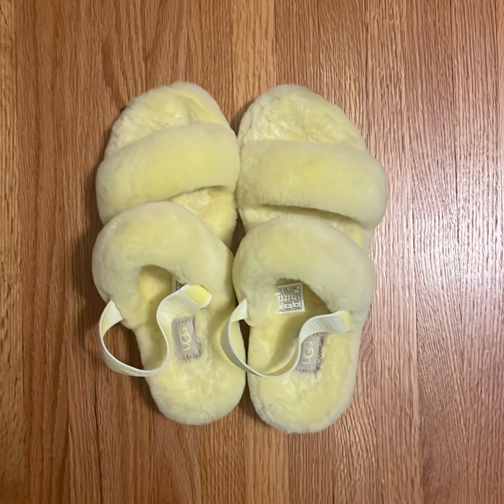 Yellow. UGG slipper with slingback elastic strap. Women’s size 9.